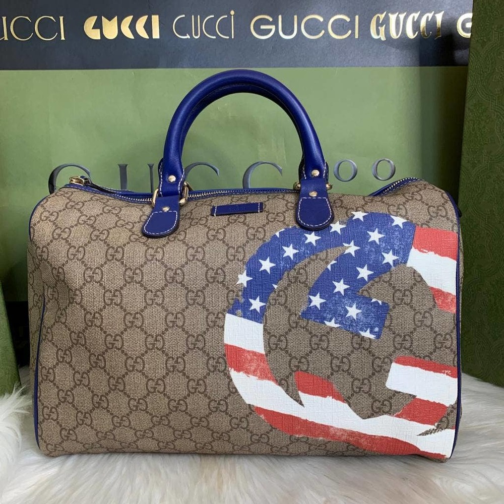 💎✨Authentic✨💎Gucci Supreme Beige Multi PVC Leather Handbag